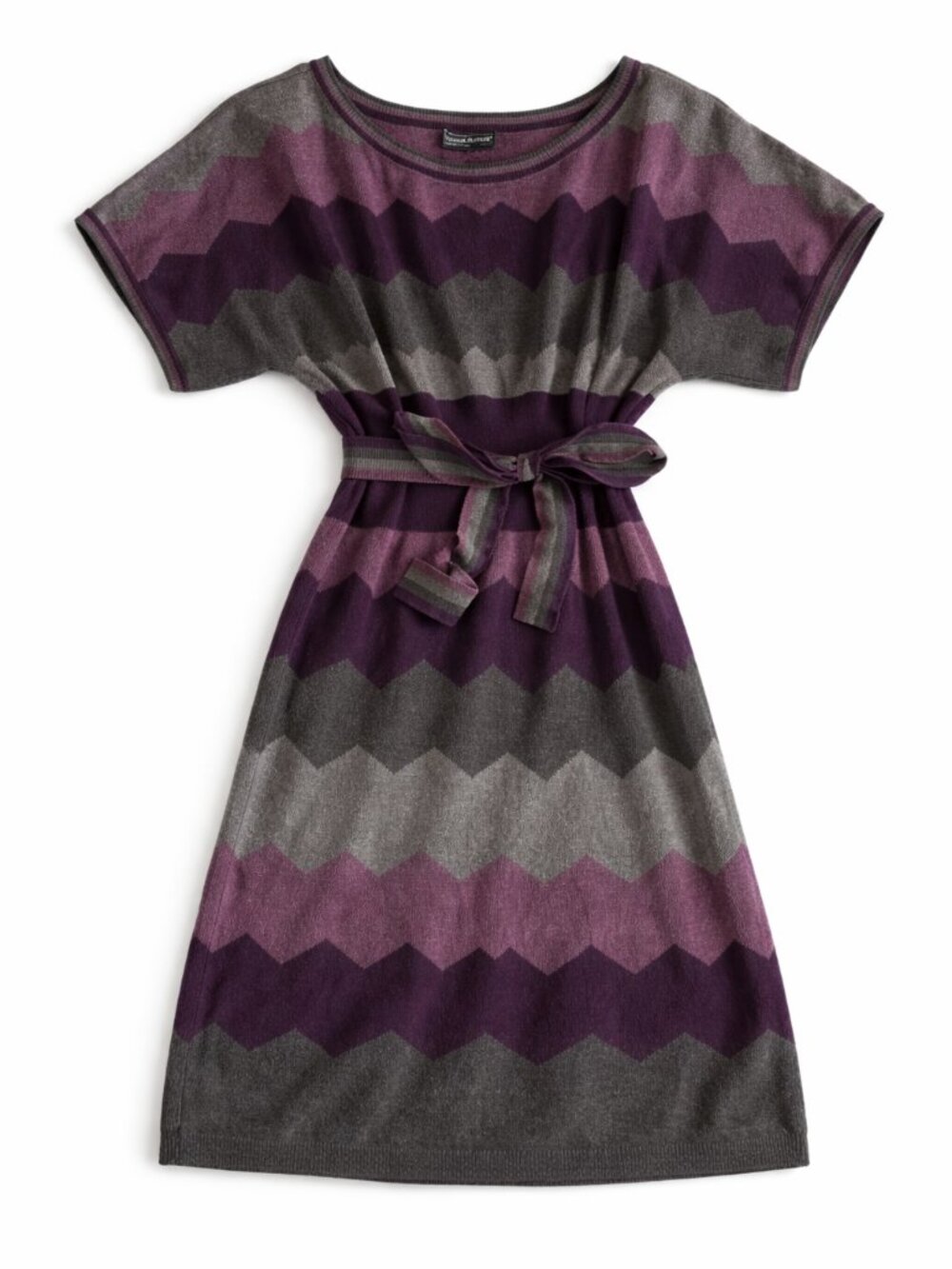 Jessica Howard Chevron Belted Midi Dress - Purple & Gray